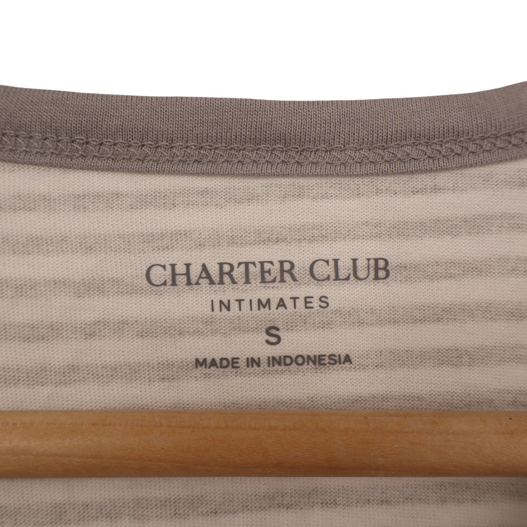 Charter Club Intimates Pajama Set Womens S Gray White Striped Cotton Sleepwear