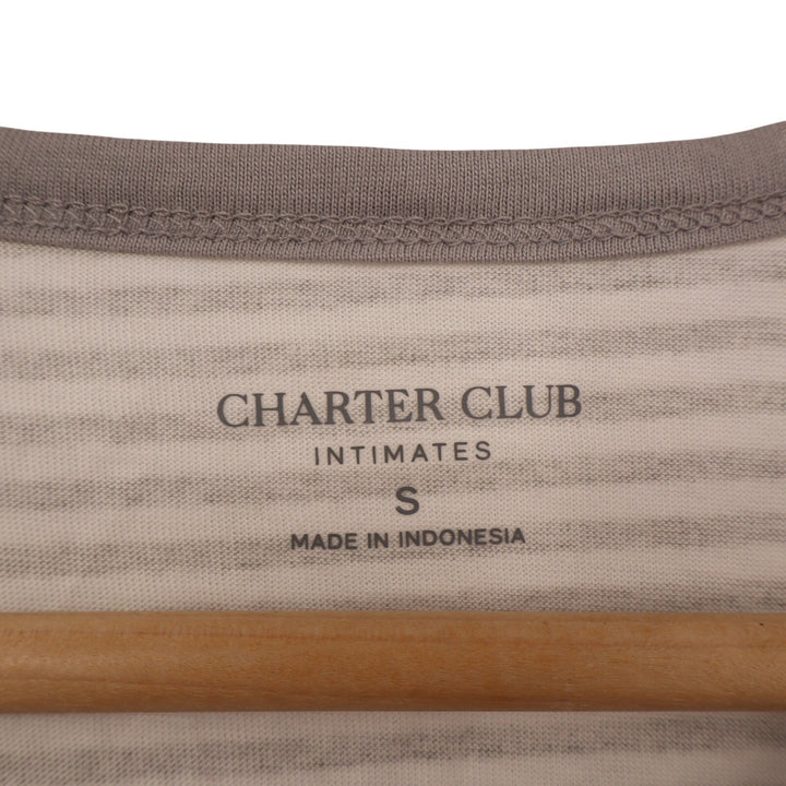 Charter Club Intimates Pajama Set Womens S Gray White Striped Cotton Sleepwear