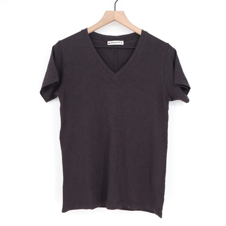 American Giant Womens Size S Black V Neck Supima Cotton T Shirt Made in USA