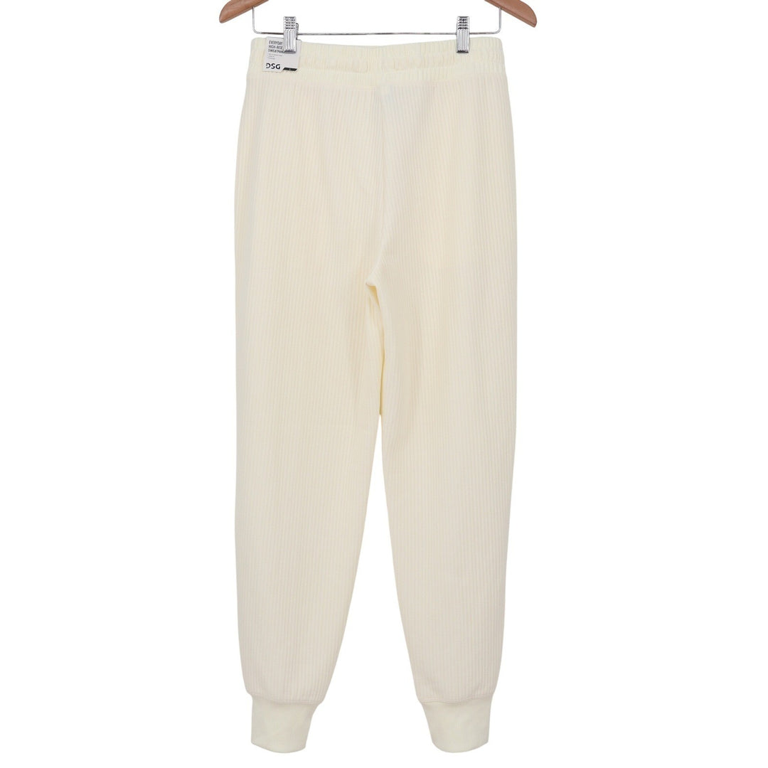 DSG So Soft Ottoman Jogger Womens XS Light Cream High Rise Ribbed Sweatpants NEW
