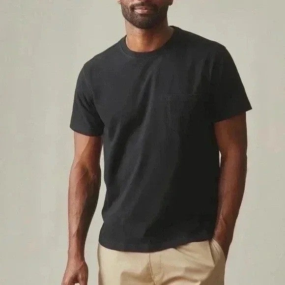American Giant Black Pocket T Shirt Mens Medium Cotton Made USA Casual Basic