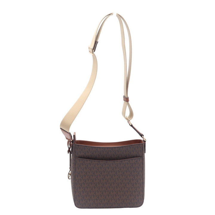 Michael Kors Jet Set Large East West Crossbody Bag Brown Logo Signature PVC
