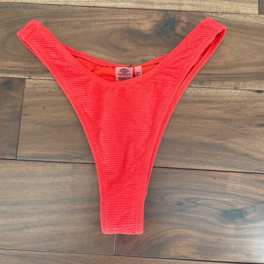 Lulus Coral Textured High Leg Bikini Bottoms Size S