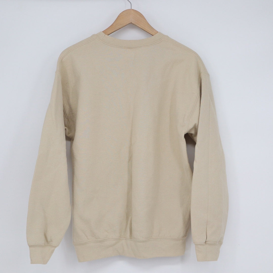 Tan Eagles Graphic Crewneck Sweatshirt Beige Pullover Sports Streetwear Large
