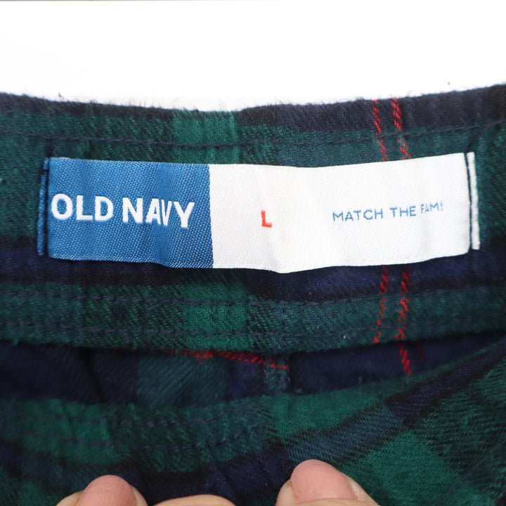 Old Navy Mens Green Navy Blue Plaid Flannel Pajama Jogger Pants Large