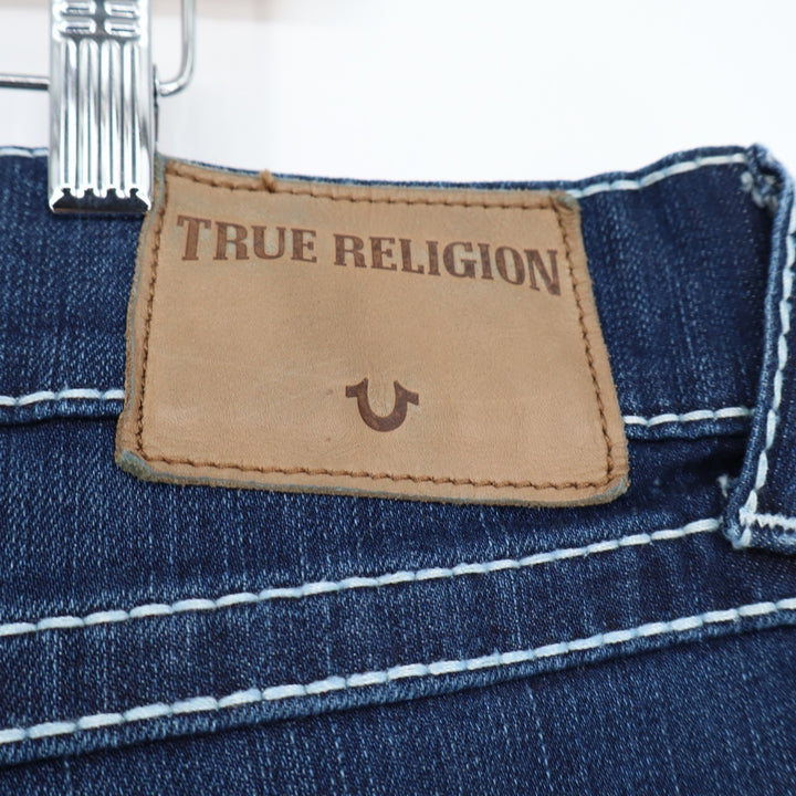 True Religion Jeans Mens 42 Blue Whiskering Denim Cotton Stretch Straight Leg