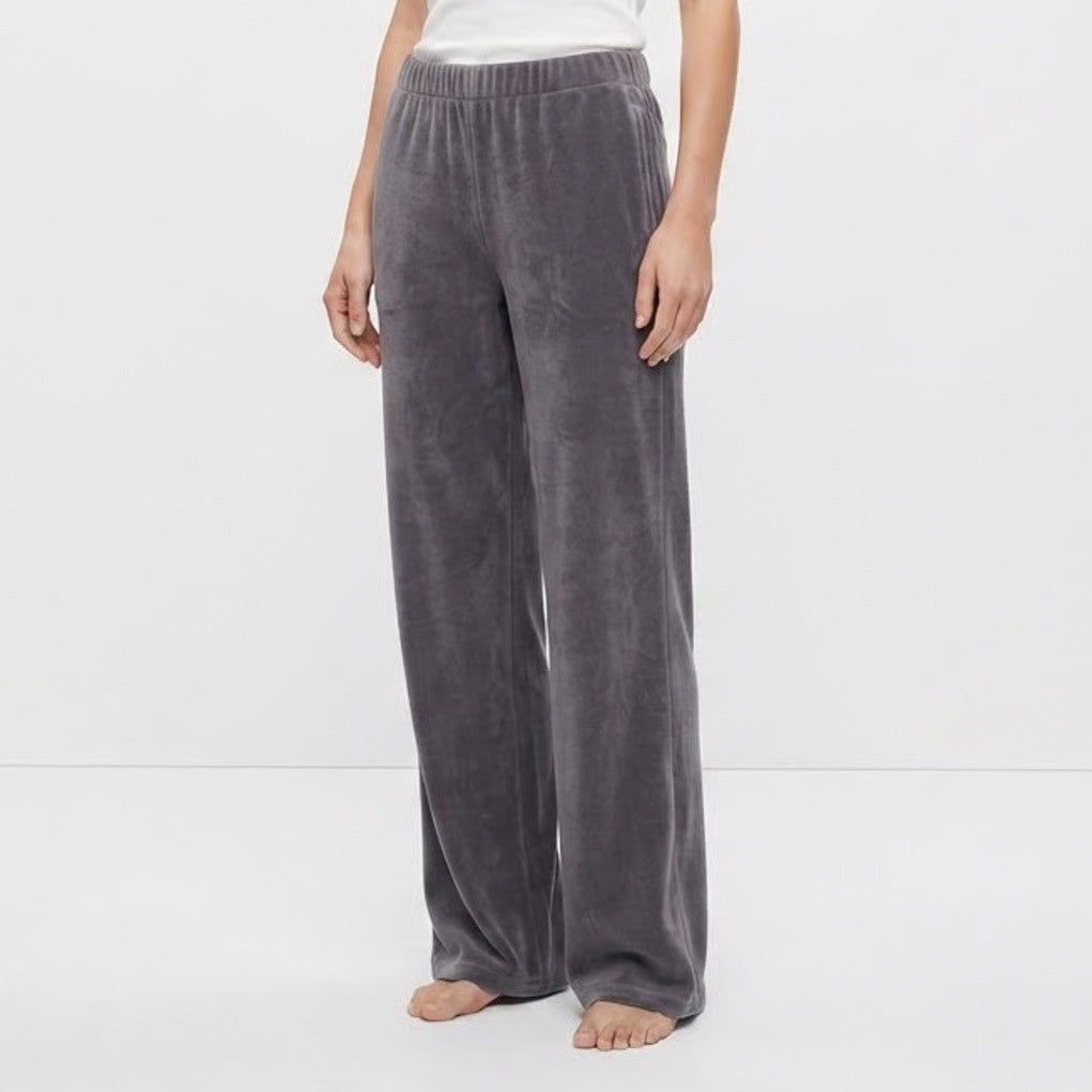John Galt Brandy Melville Grey Velour Wide Leg Lounge Pants