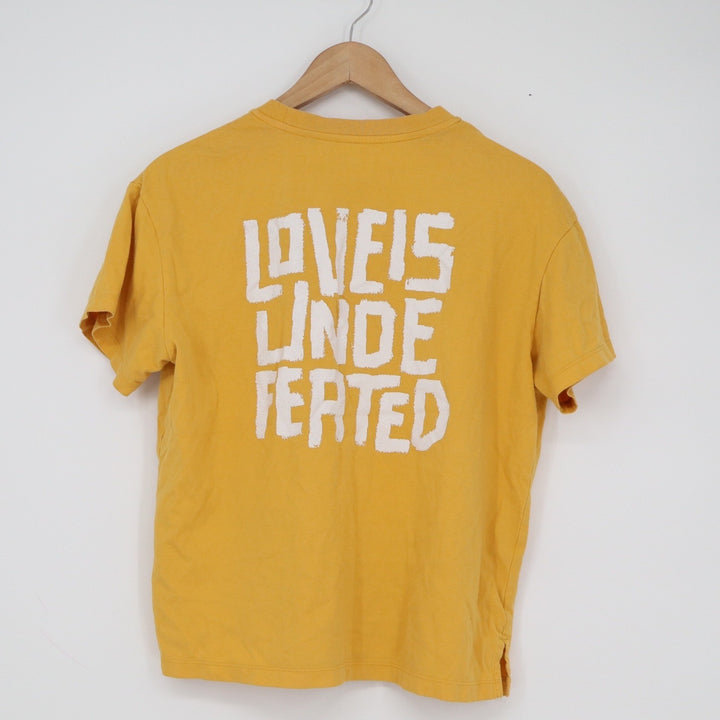 Uniqlo SPRZ NY Timothy Goodman Yellow Graphic Pocket T-Shirt Mens Small