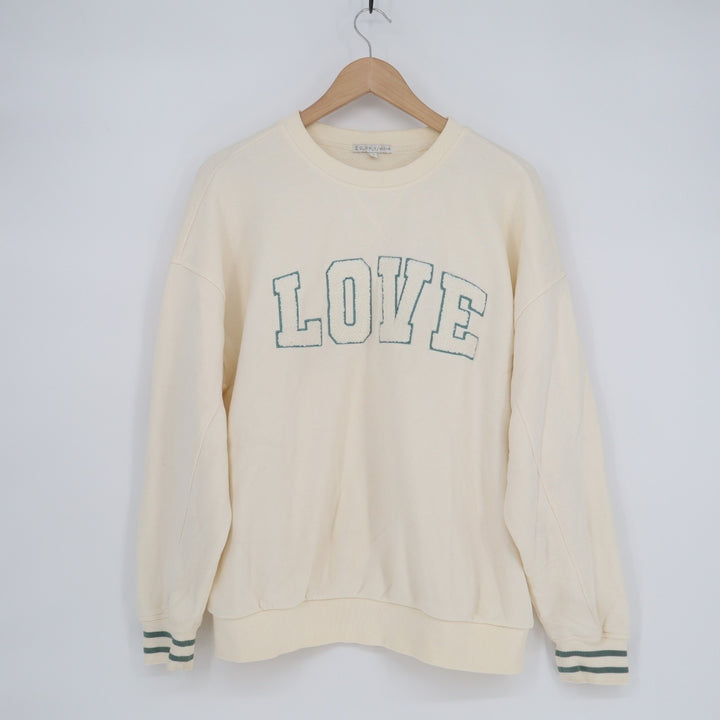 Z Supply Baseline Love Sweatshirt Womens Medium Beige Cotton Ribbed Crew Neck