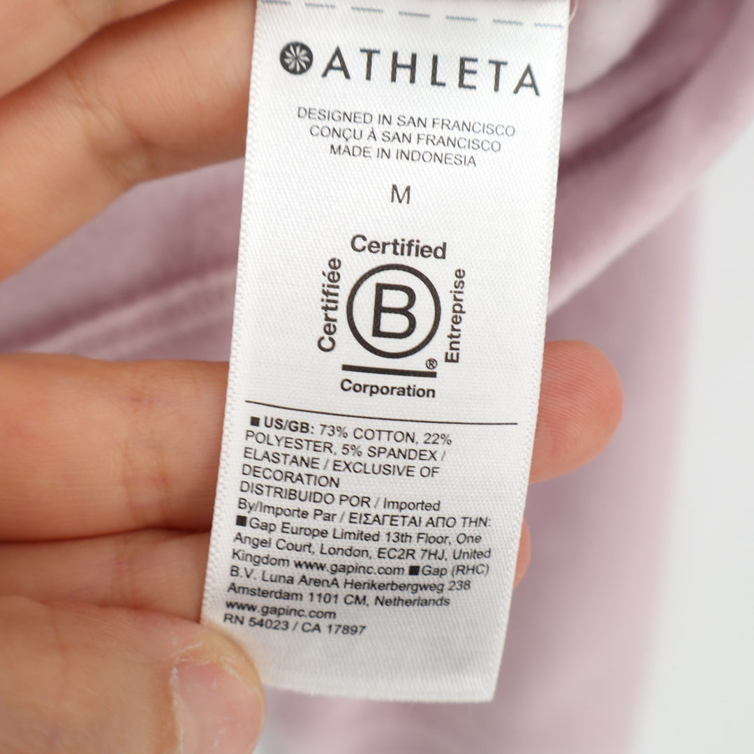 Athleta Sweatshirt Womens Medium Pink Cotton Stretch Ribbed Crew Neck Pullover