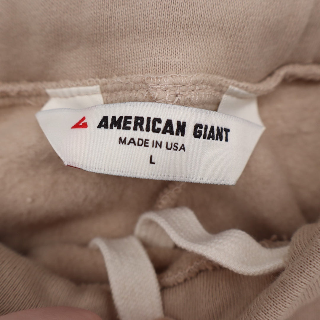 American Giant Pintuck Flare Pants Womens Large Cobblestone Cotton Fleece Lined