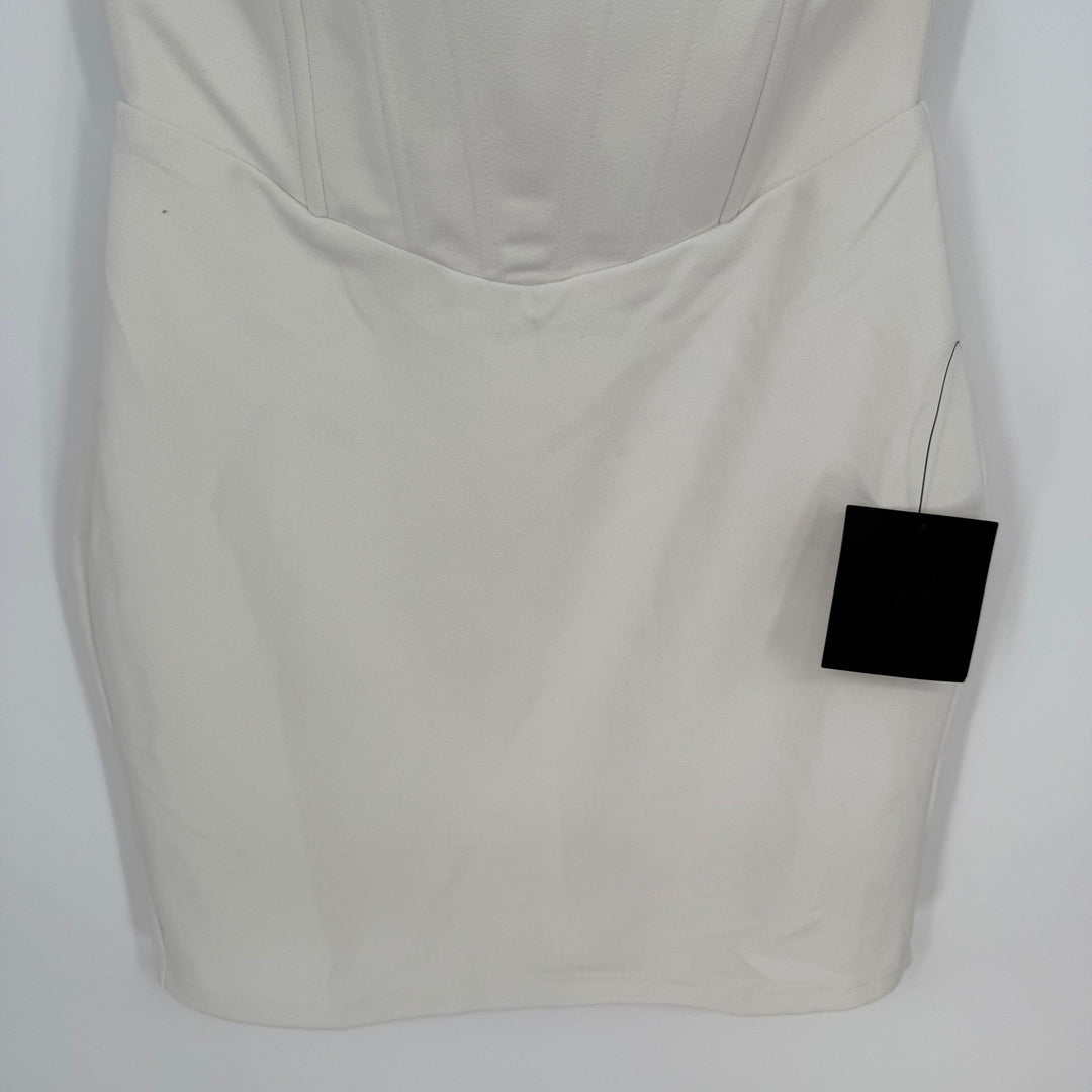 Lulus Sparkly Finesse White Rhinestone Strapless Bustier Mini Dress Size S