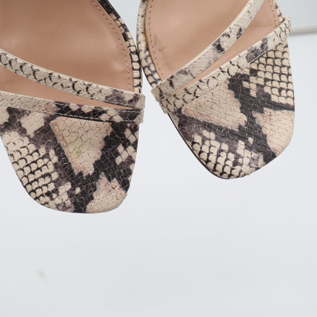 Steve Madden Snakeskin Print Kitten Heel Sandals Square Toe Strappy Womens 8.5M