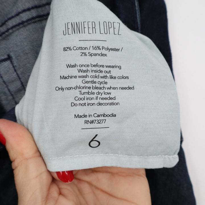 Jennifer Lopez Womens Dark Wash Denim Capri Jeans Size 6 Blue Stretch Cropped