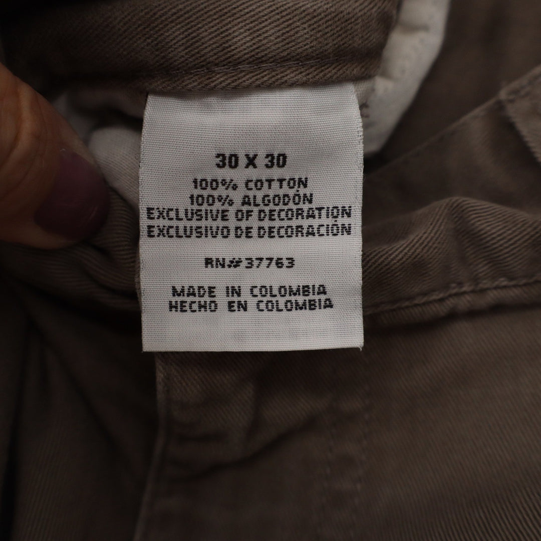 Perry Ellis America Mens 30x30 Brown Cotton Cargo Utility Pants Straight Leg