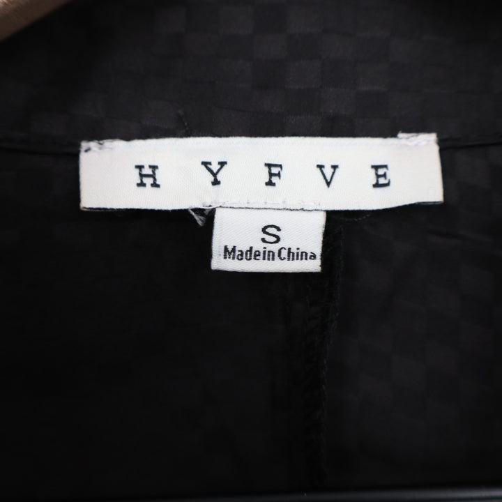 Hyfve Shirt Womens Small Black Checkered Long Sleeve Spread Collar Button Up