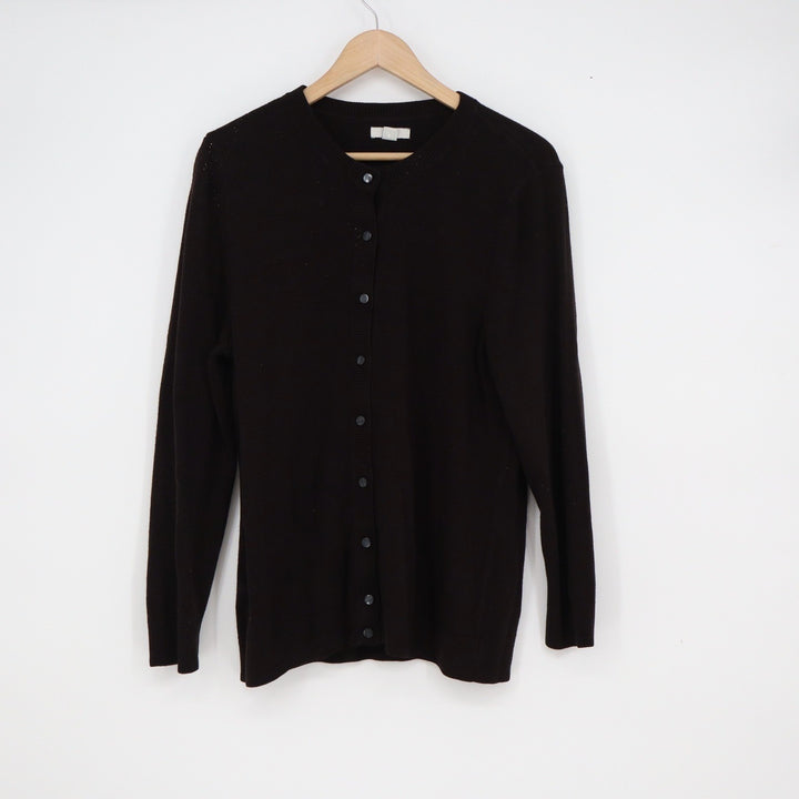 Croft & Barrow Womens XL Black Button Front Crew Neck Cardigan Sweater