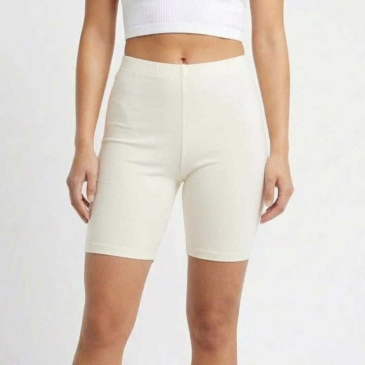 Naked Wardrobe Baby Mama Cream Biker Shorts NW-P0209BM Womens Small High Waist