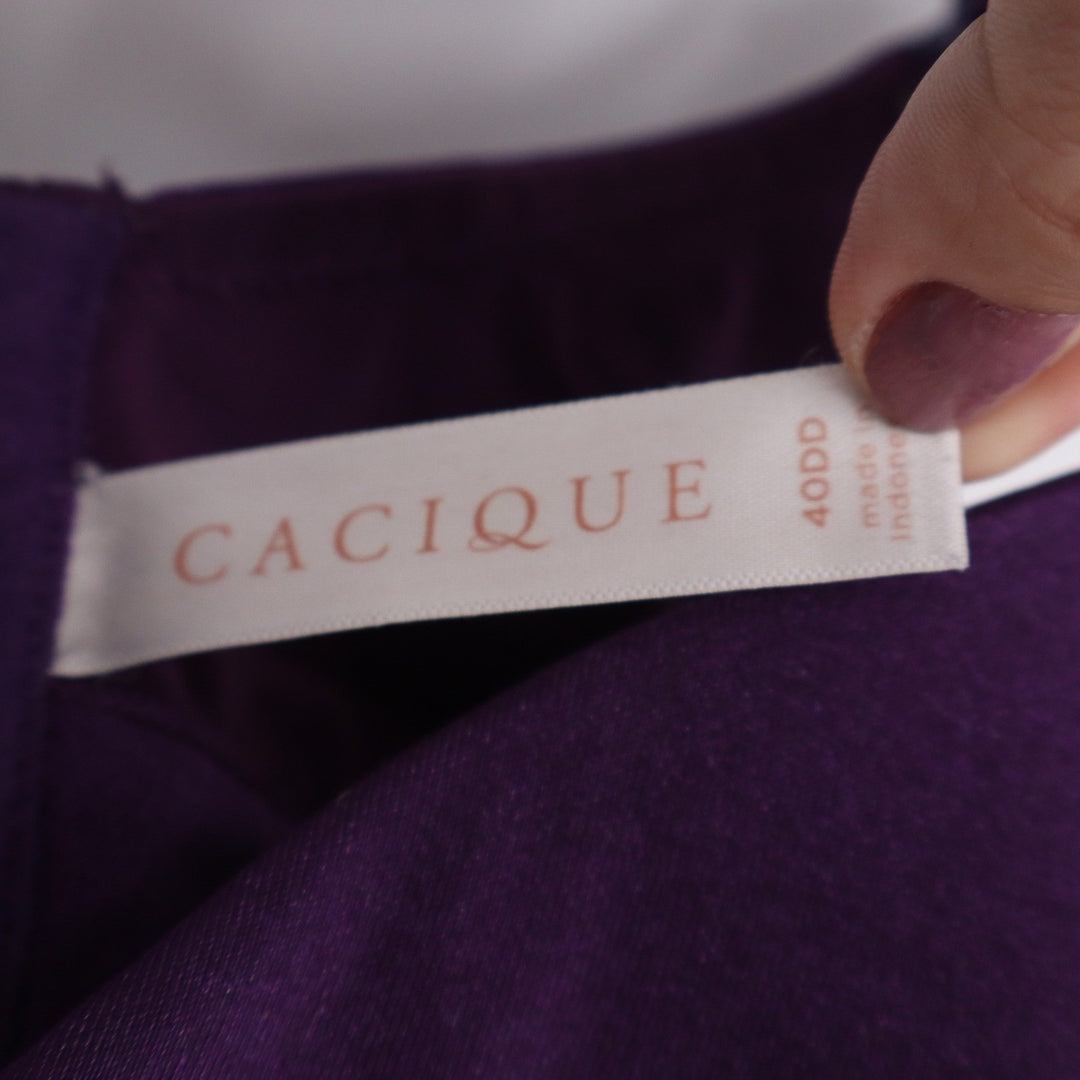 Cacique Purple Full Coverage Underwire Bra 40DD Wide Strap Seamless Support