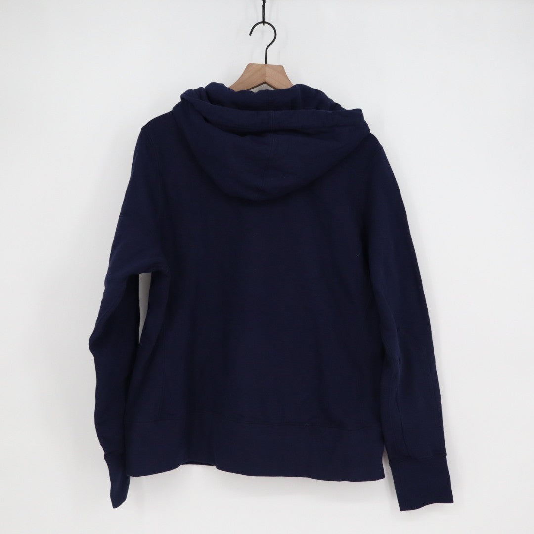 American Giant Hoodie Mens 2XL Blue Full Zip Logo Ribbed Sleeve Cotton Casual