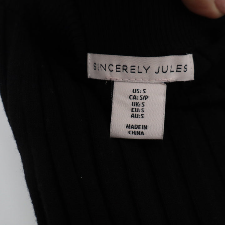 Sincerely Jules Black Ribbed Knit Midi Skirt Womens Size Small Bodycon Elastic