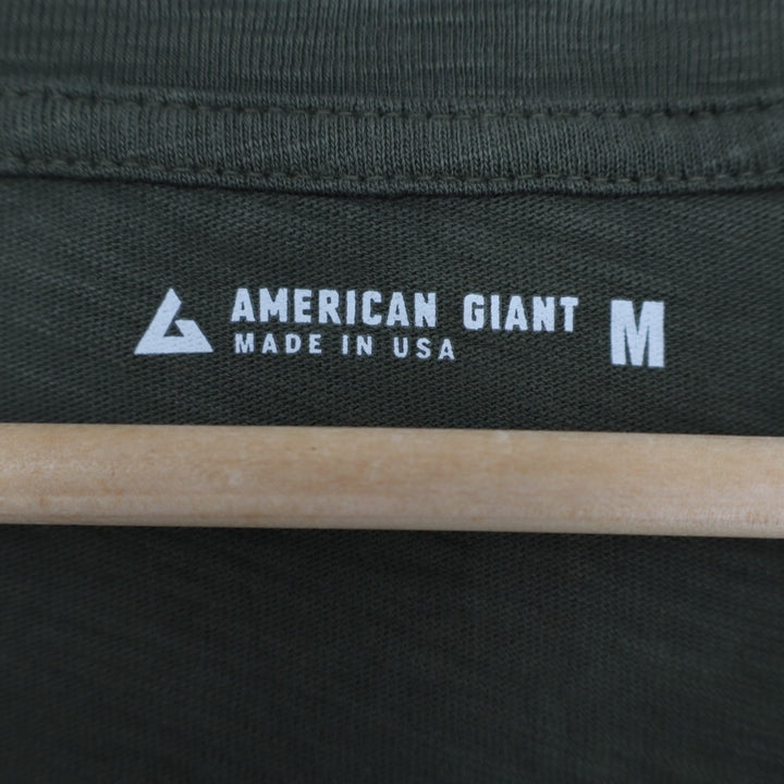 American Giant Classic T-Shirt Womens M Olive Green Cotton Short Sleeve V-Neck