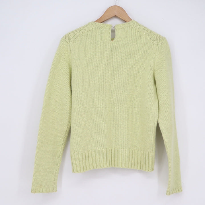 GAP Womens Lime Green Wool Angora Cashmere Cable Knit Sweater Keyhole Back L
