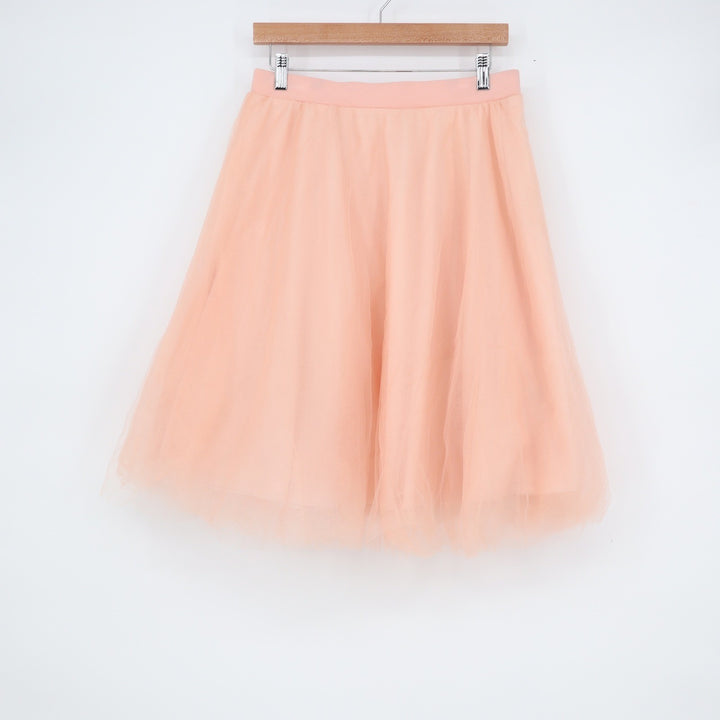 Charlotte Russe Blush Pink Tulle Mesh Midi Skirt Womens Large Elastic Waist