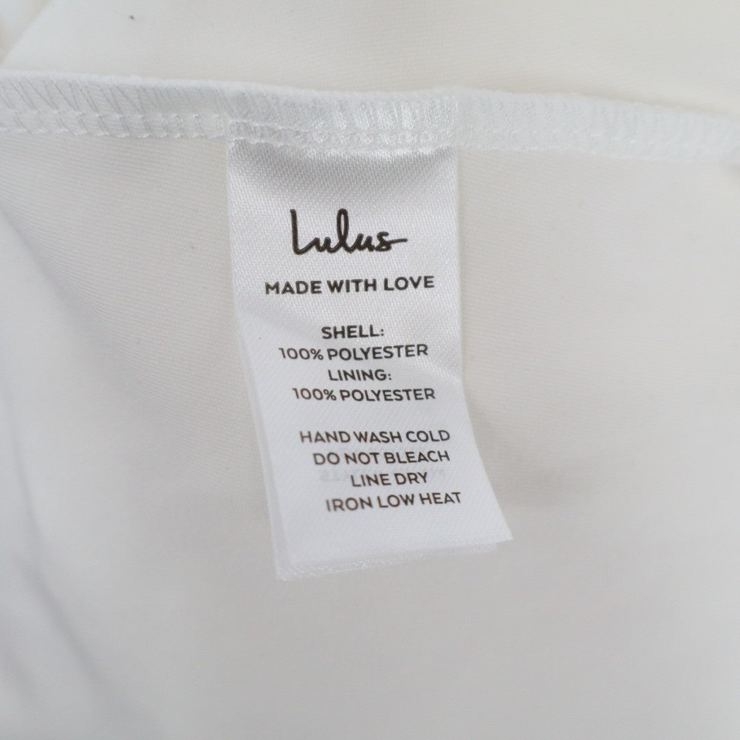 Lulus Delightful Charisma Midi Dress Womens Medium White Embroidered Sequin Mesh