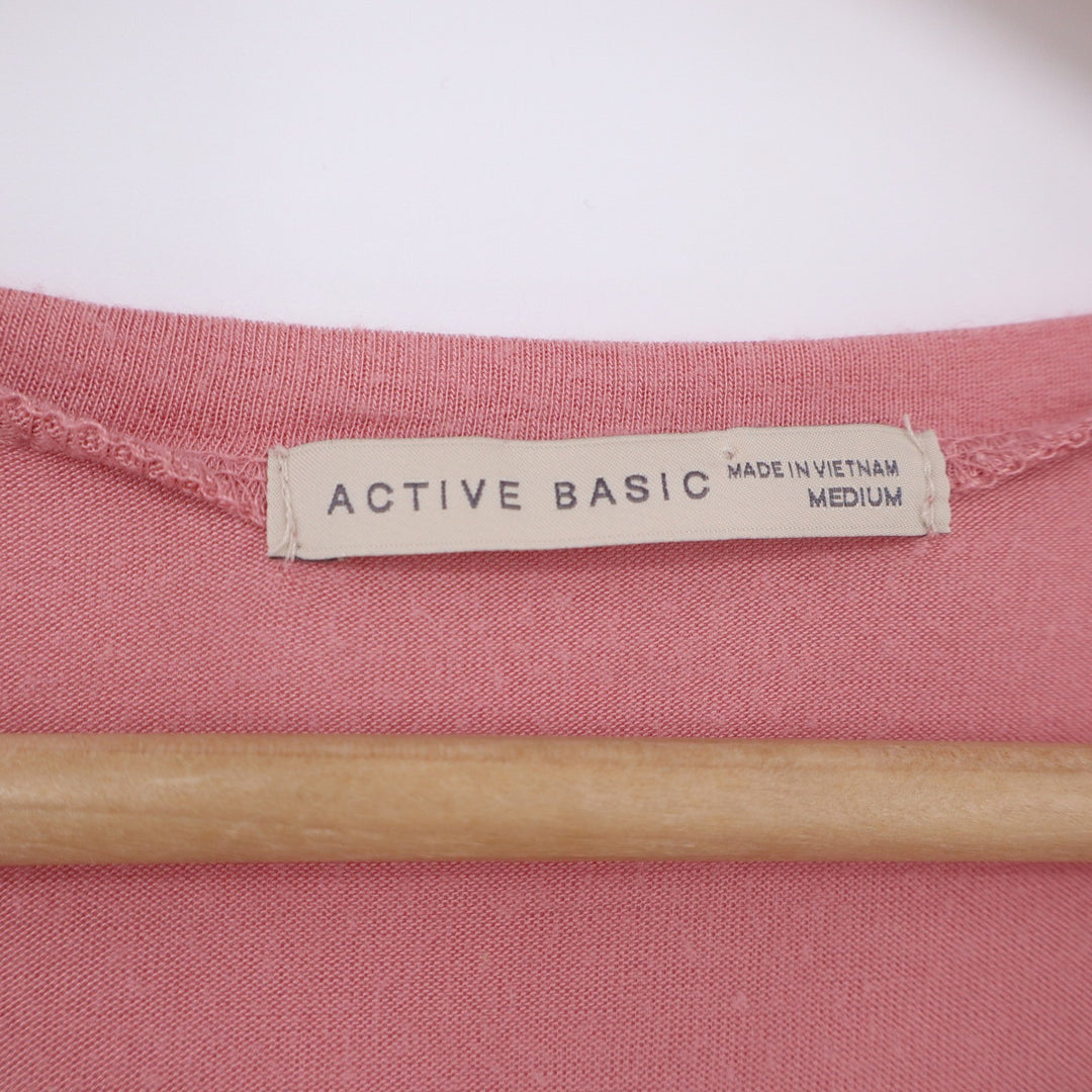 Active Basic T-Shirt Womens Medium Pink Short Sleeve Pocket Excellent