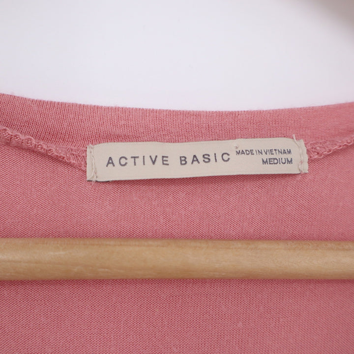 Active Basic T-Shirt Womens Medium Pink Short Sleeve Pocket Excellent