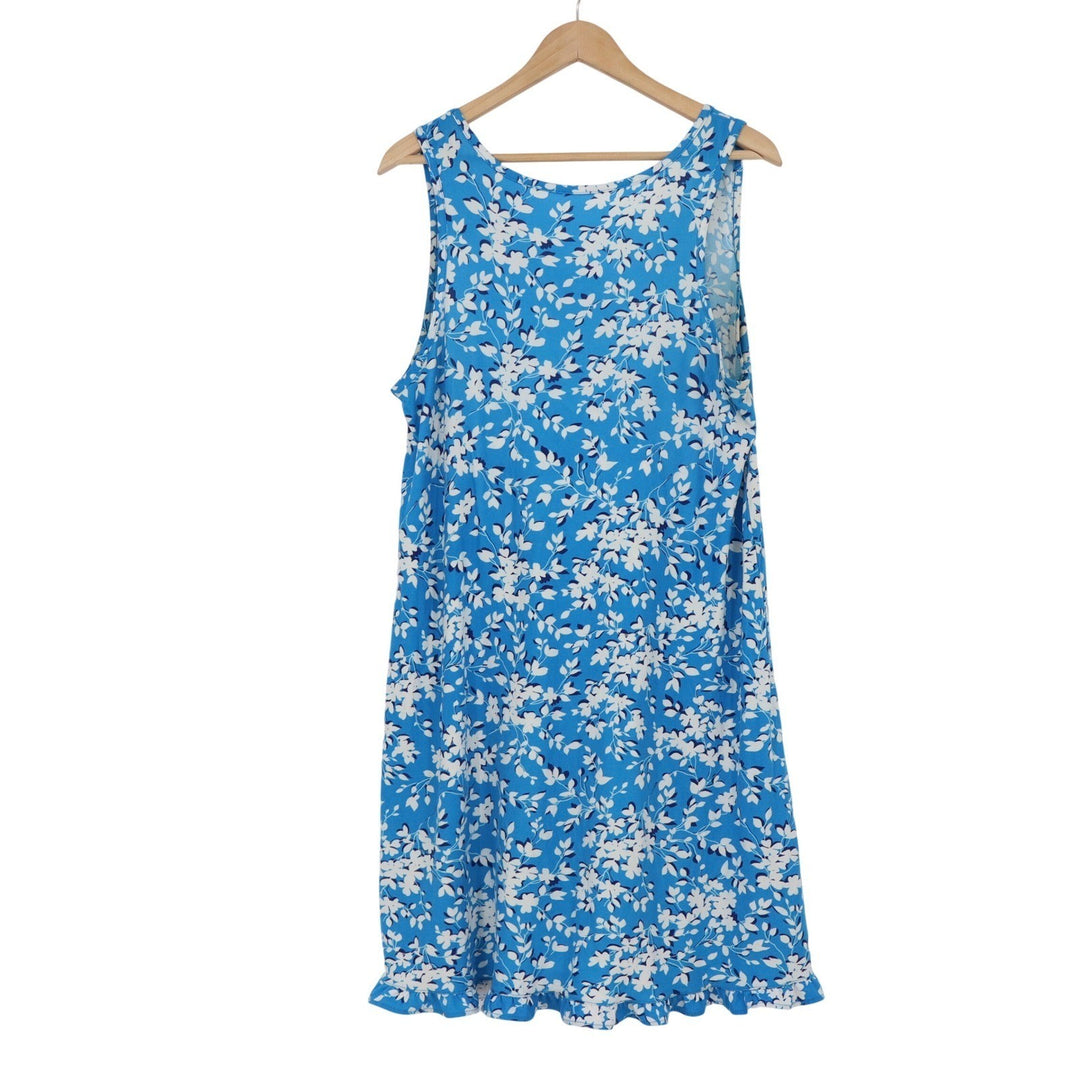 Draper James Blue White Floral Sleeveless Ruffle Hem Nightgown S/M Sleep Dress