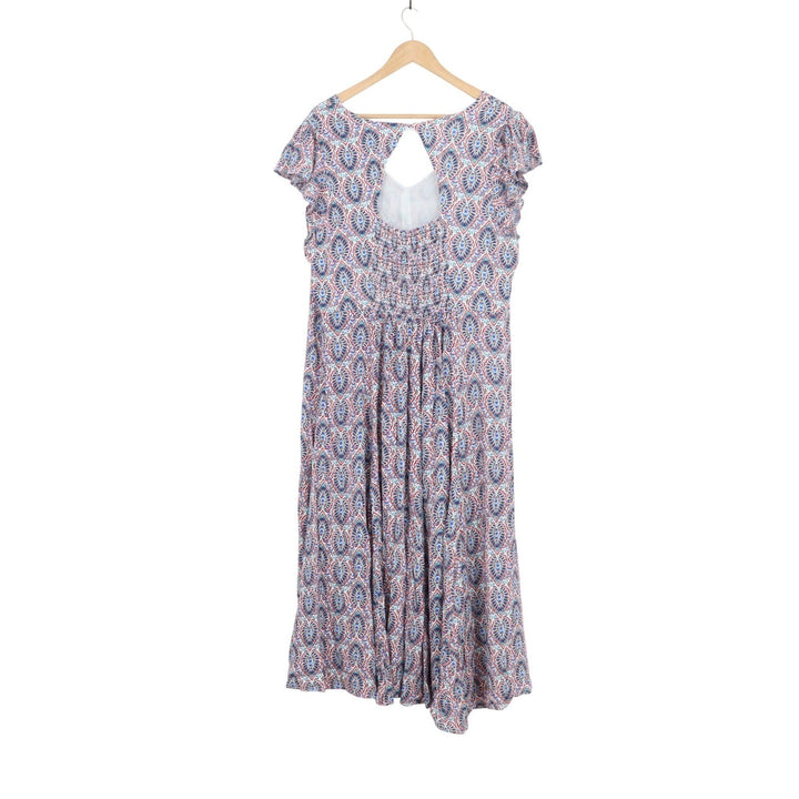 Scoop Womens XXL Multi Color Medallion Paisley V-Neck Midi Dress