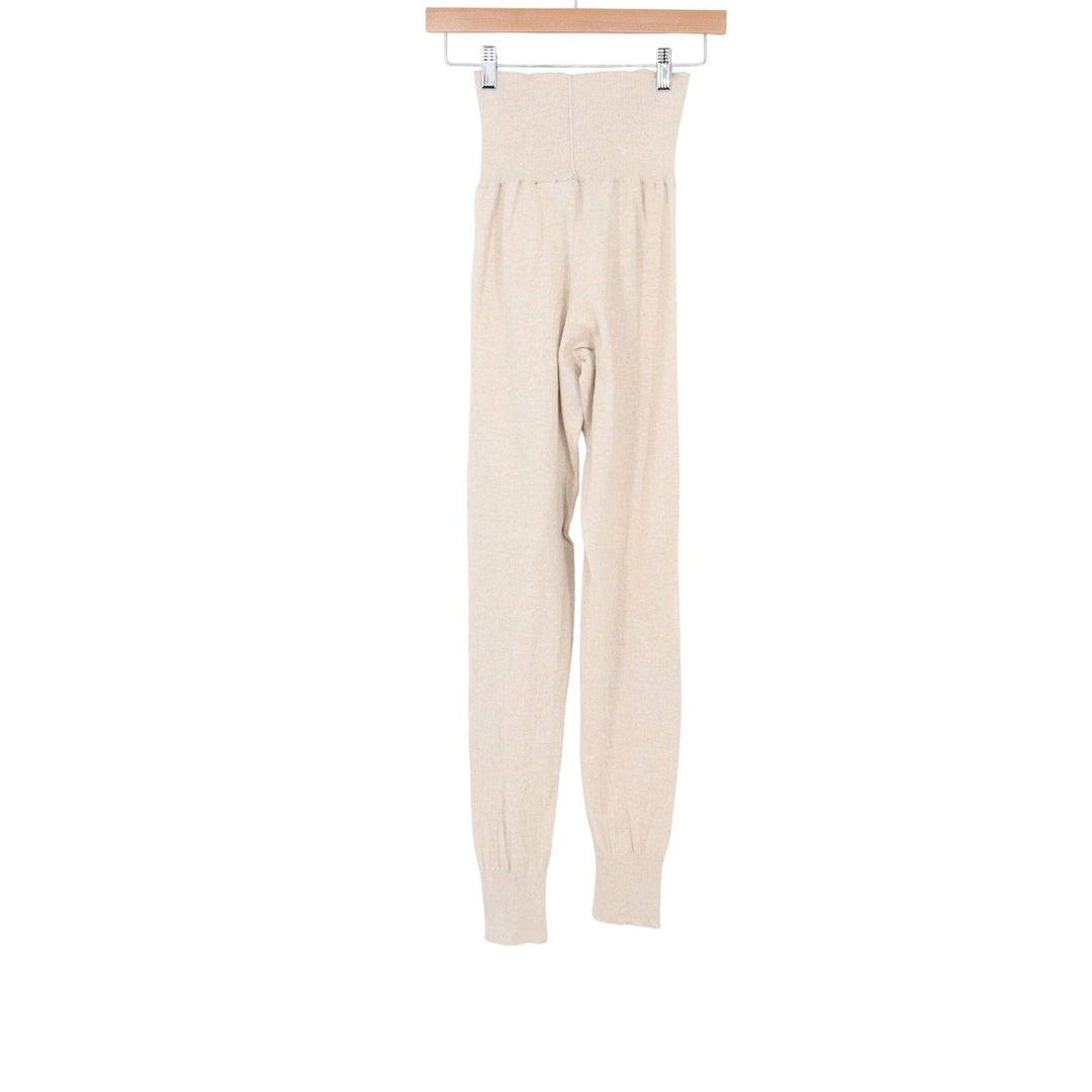 Cynthia Rowley Womens Small Oatmeal Beige Cotton Cashmere Knit Joggers Pants