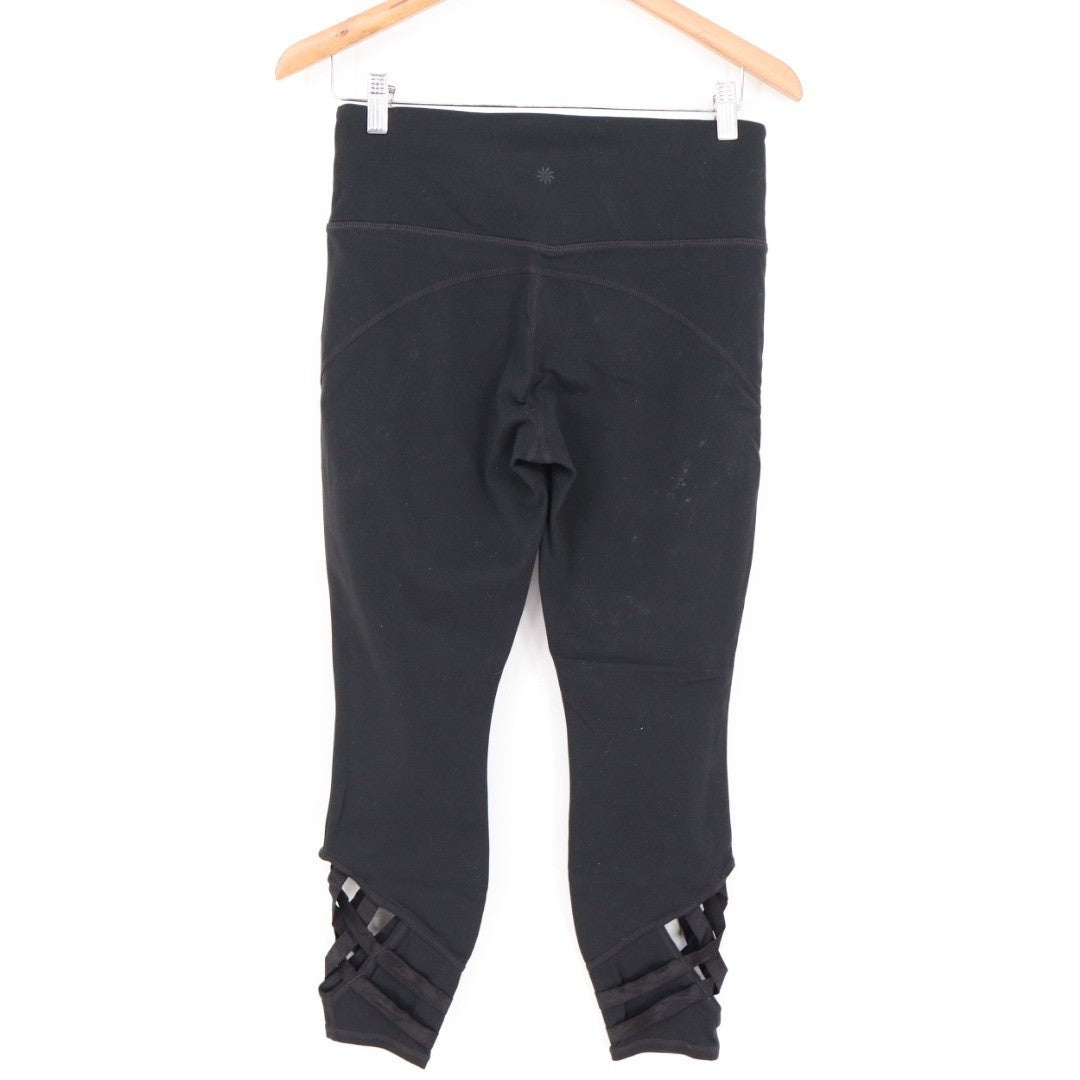 Athleta Black Lattice Cutout Capri Leggings Size MP