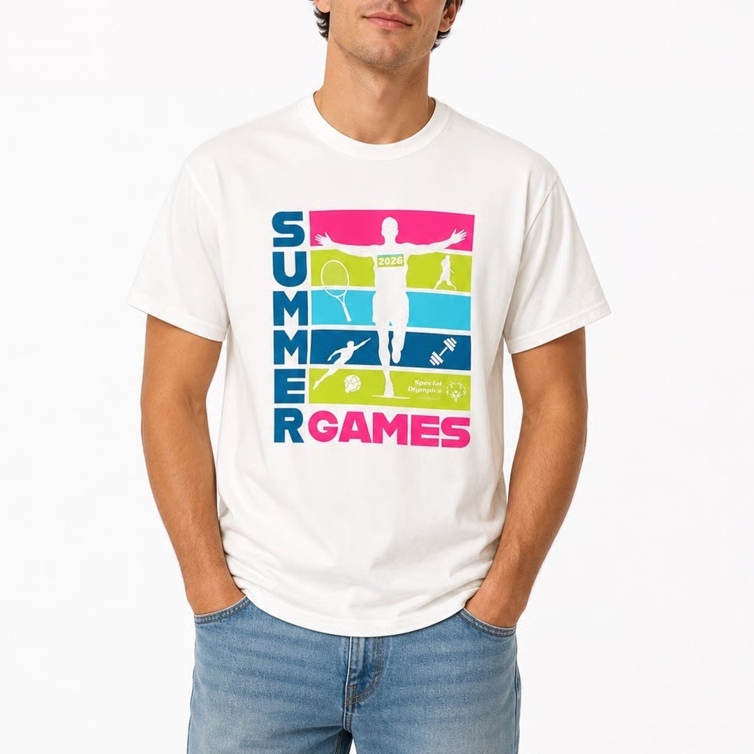 Gildan Special Olympics Summer Games 2024 T-Shirt Mens Large White Graphic Tee