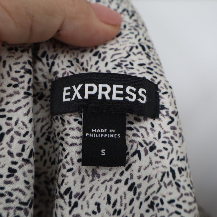 Express Womens Small Black White Abstract Print Cowl Neck T-Back Camisole Top