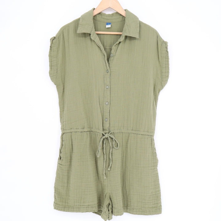 Old Navy Jumpsuits & Rompers Womens Medium Olive Green Cotton Spread Collar
