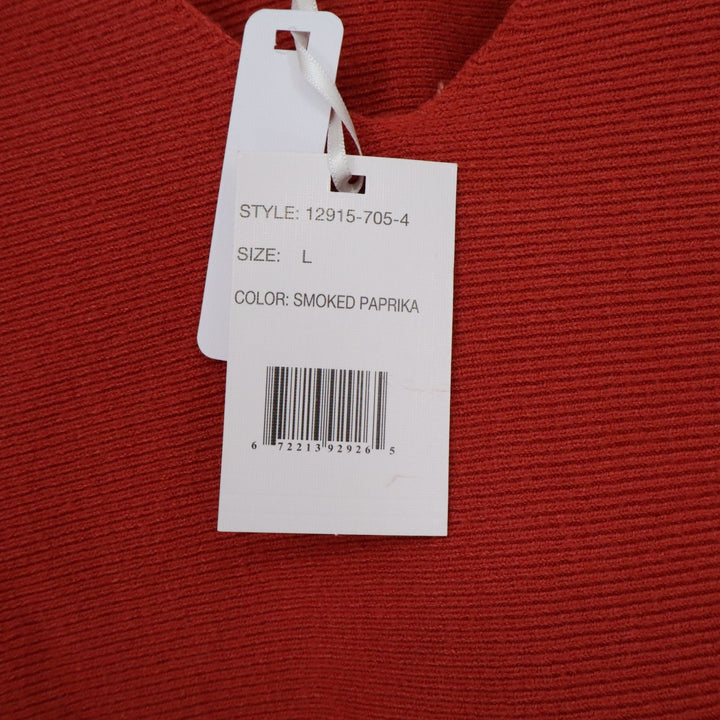 Vila Milano Smoked Paprika V-Neck Ribbed Dolman Sleeve Knit Sweater Large