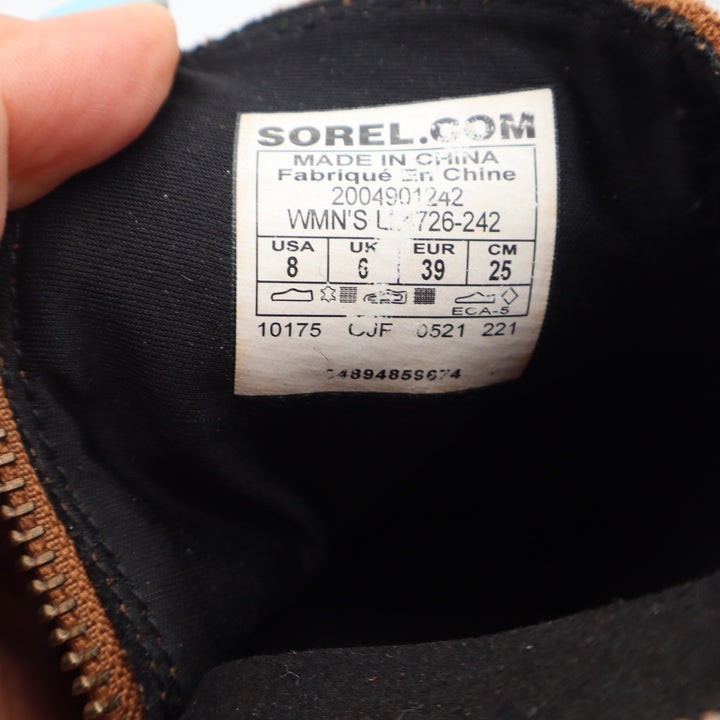 Sorel Ankle Boots Womens 8 Lolla II Tan Suede Wedge Side Zip Excellent