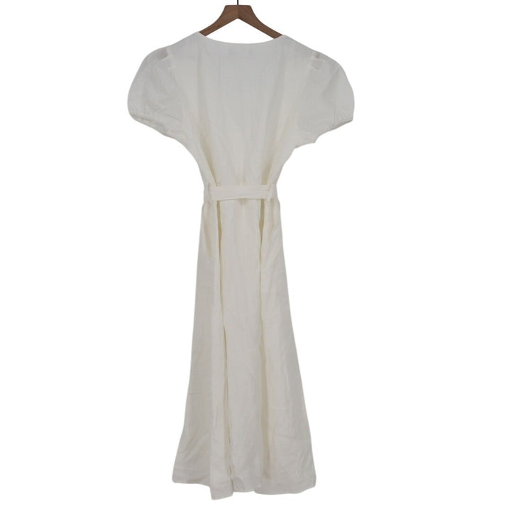 Lulus Sicily Sweetheart Midi Dress Womens XL White Button-Front Puff Sleeve