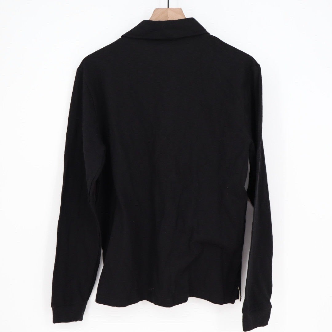 American Giant Long Sleeve Black Polo Shirt Made in USA Size S