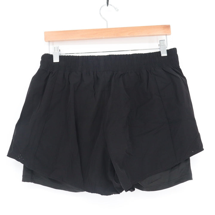 Womens Black 2-in-1 Running Shorts Built-in Liner Zip Pockets Size 8-10 Active