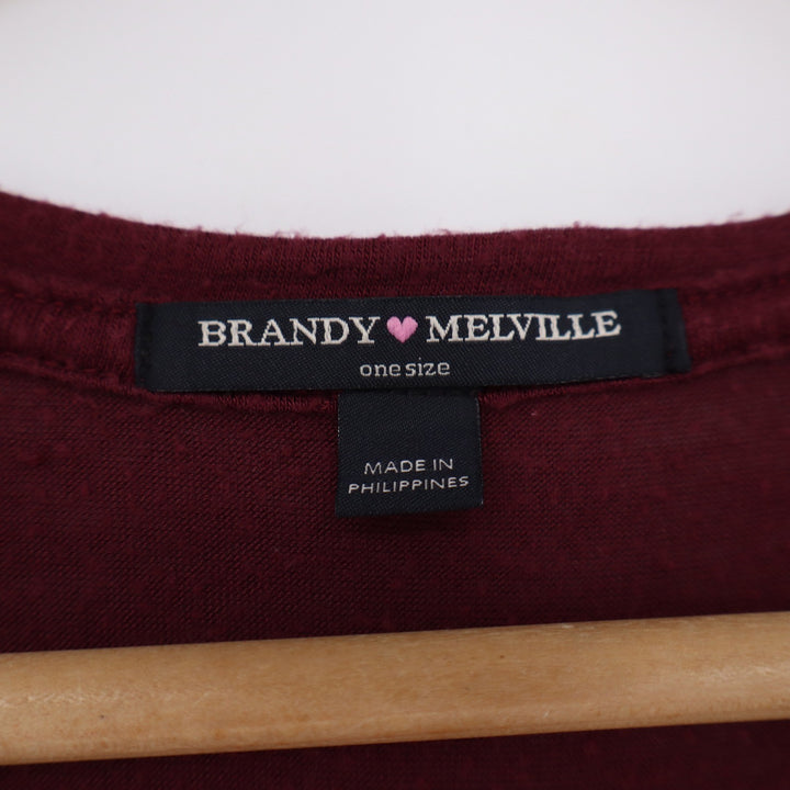 Brandy Melville Tank Top Womens OS Muscle Tee Burgundy Raw Hem Good