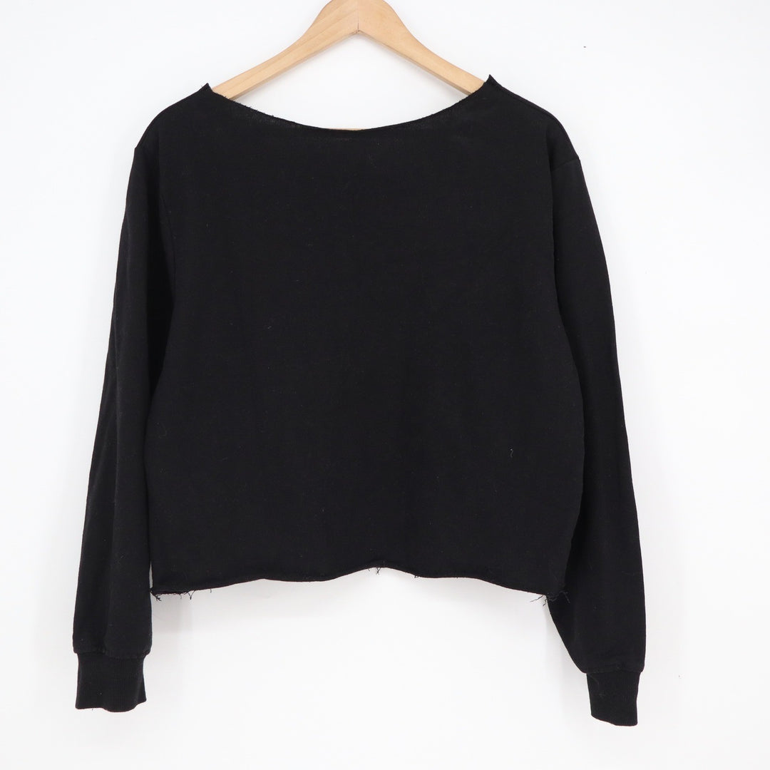Prince Purple Rain Graphic Cropped Sweatshirt Black Raw Hem Music Movie