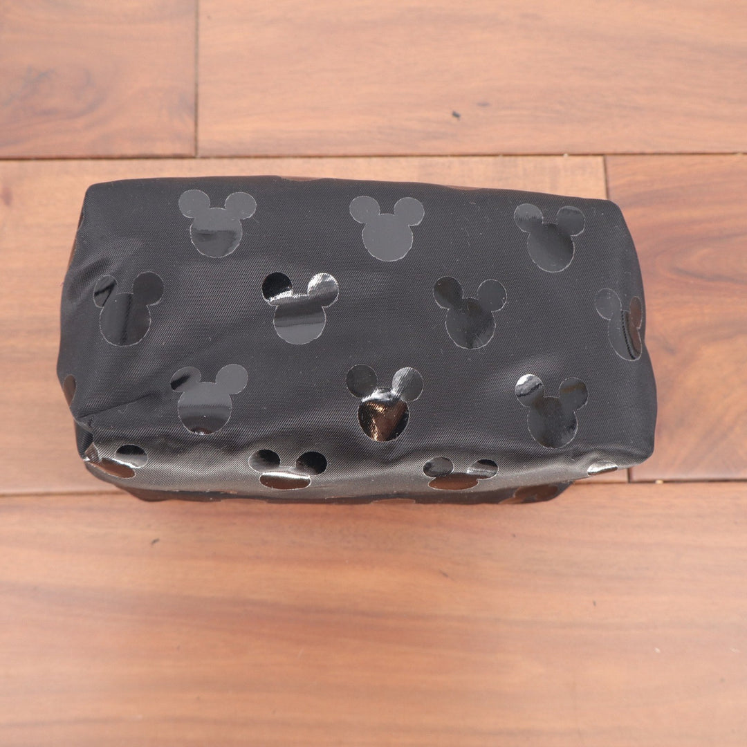 Disney Mickey Mouse Black Nylon Cosmetic Makeup Bag Tonal Silhouette Print