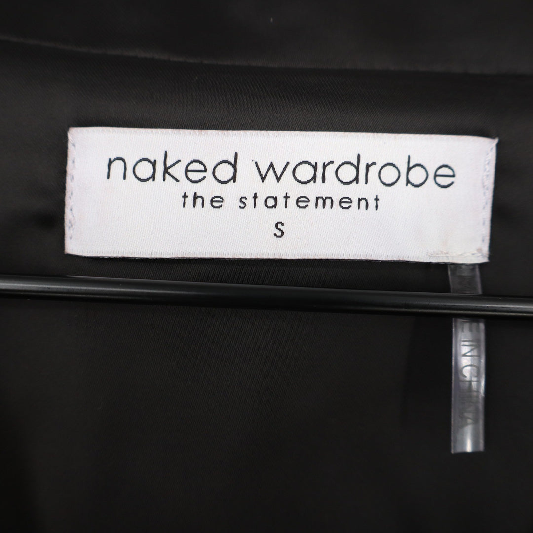 Naked Wardrobe Black Satin Corset Garter Cropped Blazer Jacket Small