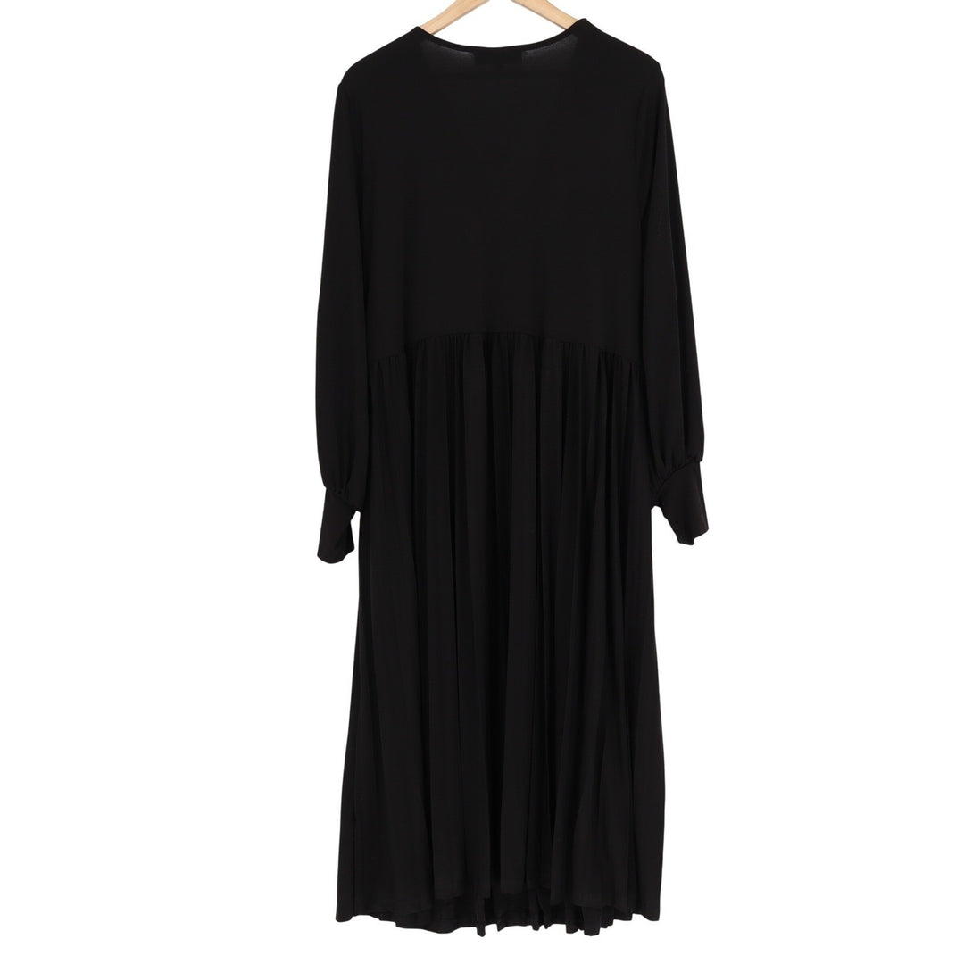 Eloquii Black Twist Front Pleated Midi Dress Plus Size 18 Long Sleeve V-Neck