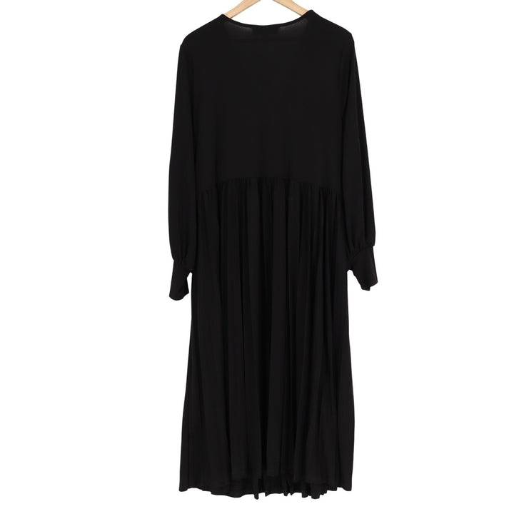 Eloquii Black Twist Front Pleated Midi Dress Plus Size 18 Long Sleeve V-Neck