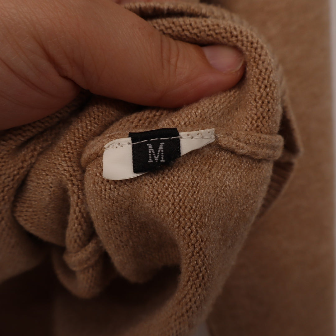 Sweater Womens M Camel Brown Tight Knit Ribbed Long Sleeve Boat Neck Pullover